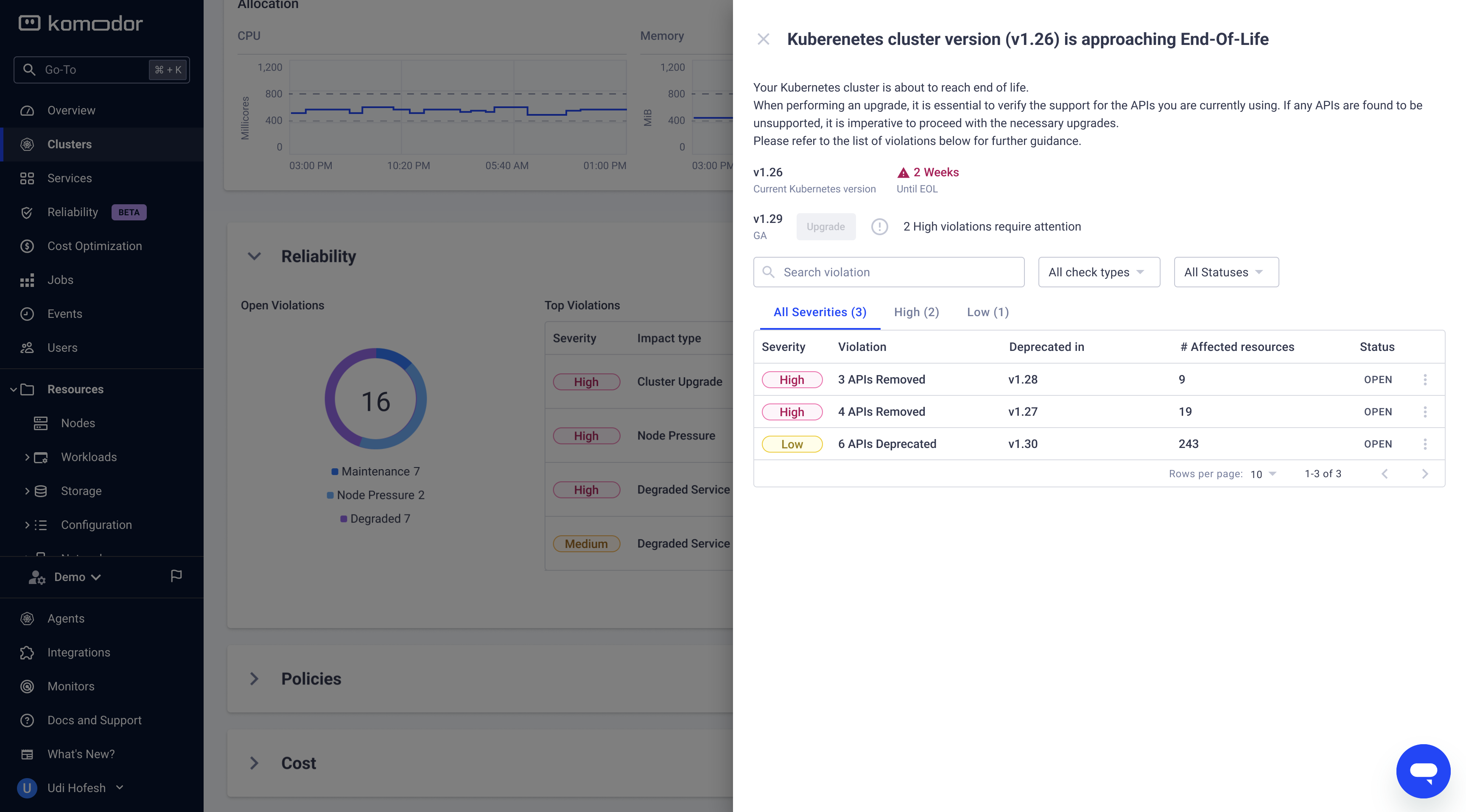 komodor-cluster-upgrade-kubernetes-reliability-deprecated api